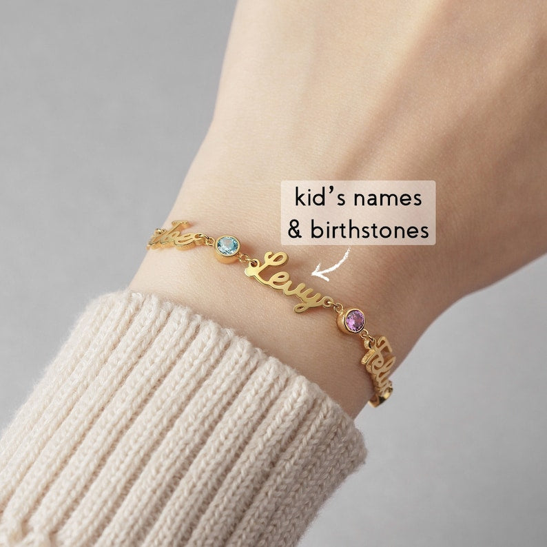 Birthstone Names Bracelet For Mom - Main Image