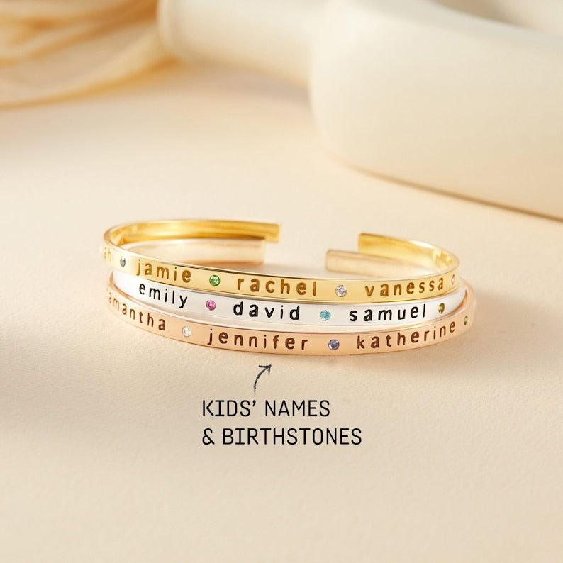 Mom's Bracelet with Kids Names and Birthstones – CentimeGift
