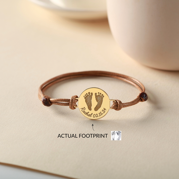 Baby Footprint Leather Bracelet - Disc