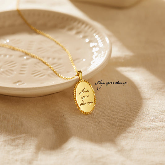 Oval handwriting necklace