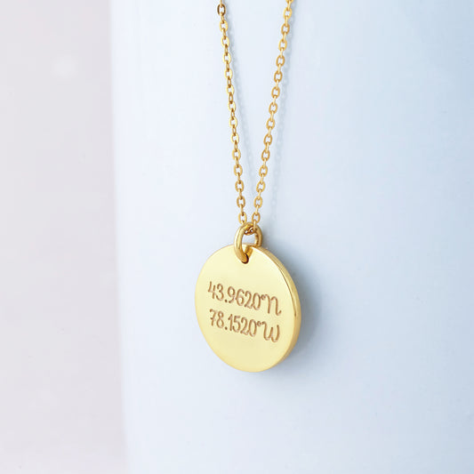 Coordinates Necklace Disc Pendant