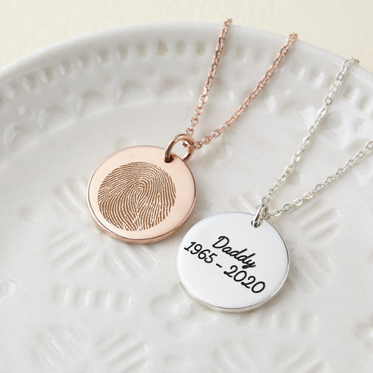 Round Fingerprint Charm Necklace