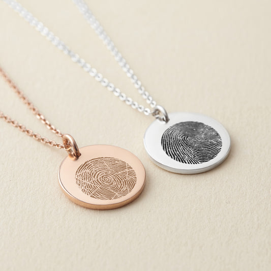 Round Fingerprint Charm Necklace