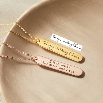 Classic Vertical Bar Handwriting Necklace