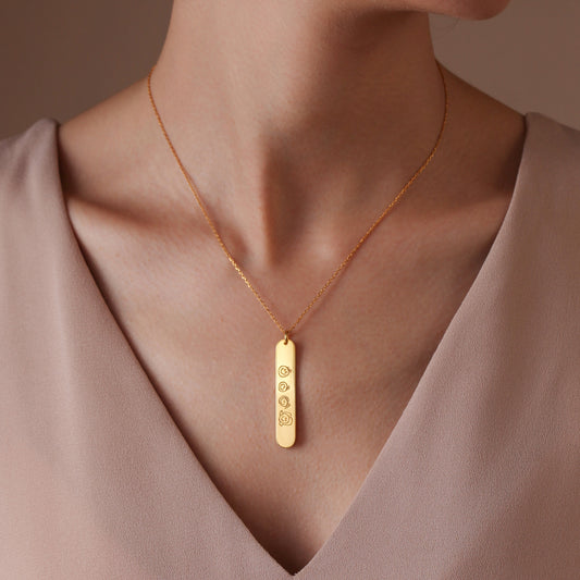 Classic Vertical Bar Handwriting Necklace