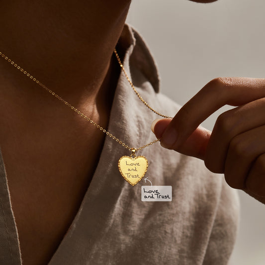 Handwriting Necklace - Heart Charm