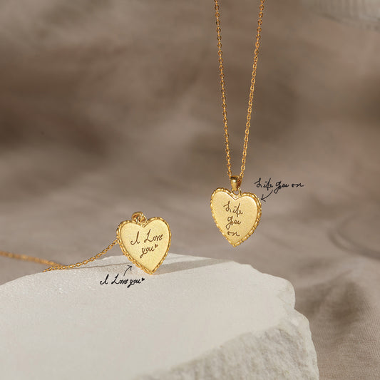 Handwriting Necklace - Heart Charm