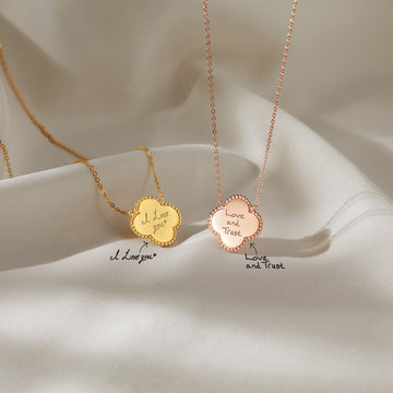 Handwriting Necklace - Clover Charm