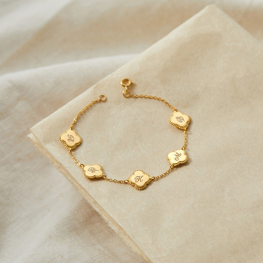 Clover Bracelet With Initial For Mom