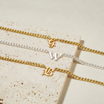 Custom Initial Necklace - Curb Chain