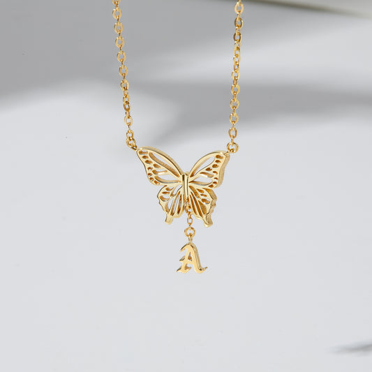 Initial Butterfly Necklace