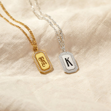 Initial Tag Charm Necklace