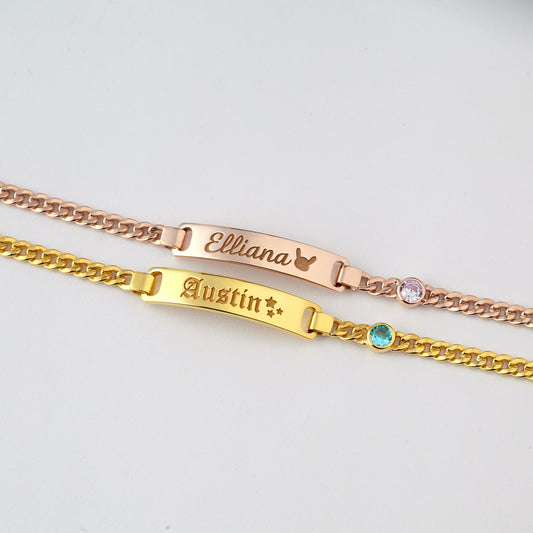 Baby Bracelet With Name And Birthstone