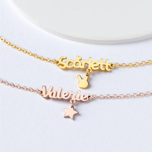 Name Bracelet With Cute Charm For Kids