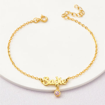 Name Bracelet with Birthstone For Kids