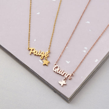 Name Necklace With Charm