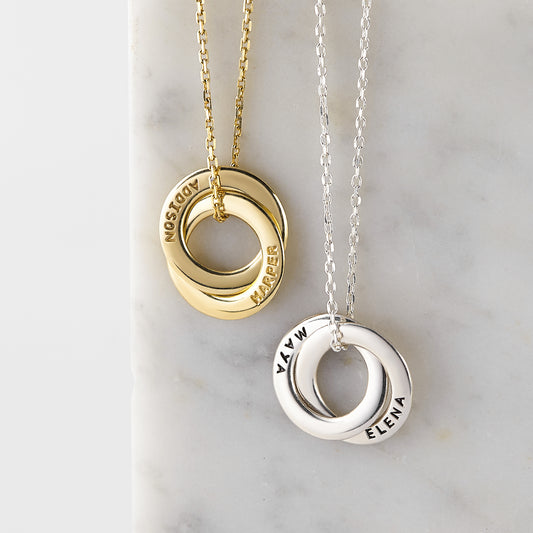 Mom Necklace Children Names 2 Rings