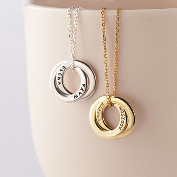 Mom Necklace Children Names 2 Rings