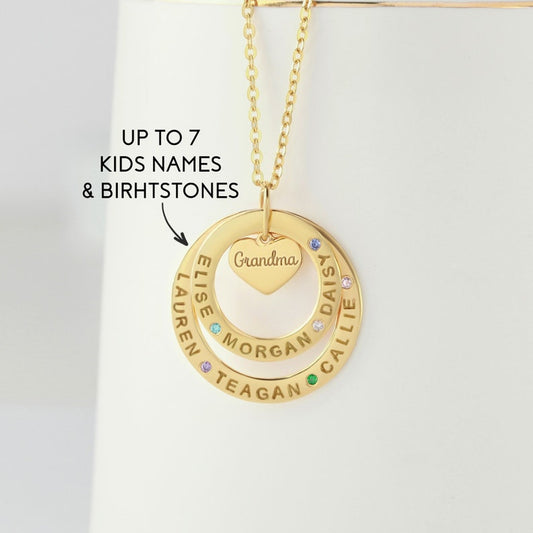 Grandmom Necklace With Birthstones