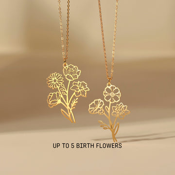 Combined Birth Flower Bouquet Necklace