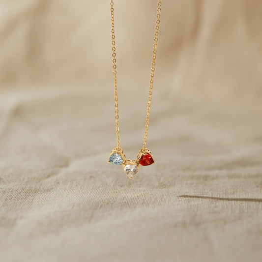 Mom Necklace With Birthstones - Heart Charm