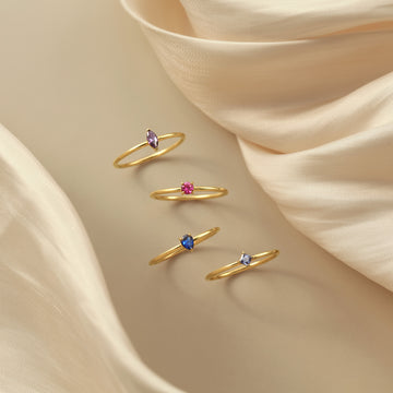 Stackable Rings Set Birthstone