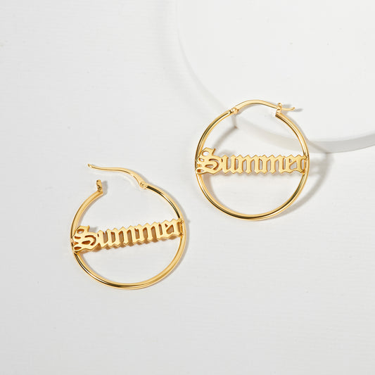 Custom Small Hoop Earrings With Name