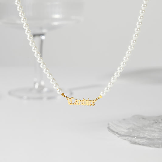 Custom Pearl Necklace With Name