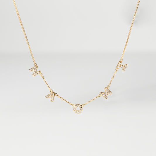 CZ Spaced Letters Necklace