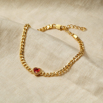 Custom Heart Birthstone Bracelet