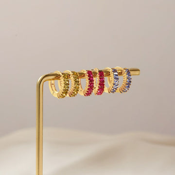 Dainty Birthstone Hoop Earrings