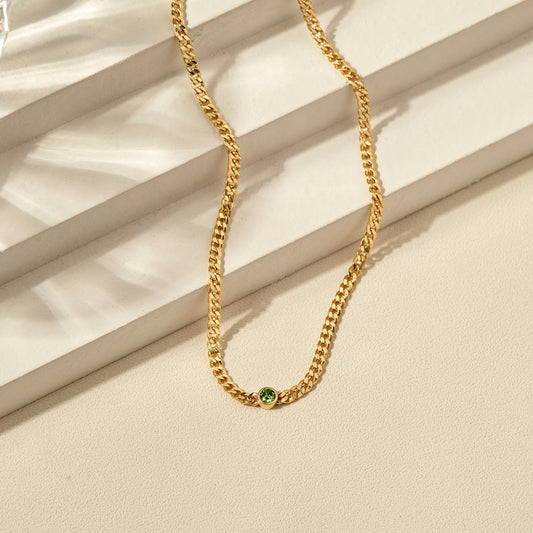 Curb Chain Necklace With Birthstone