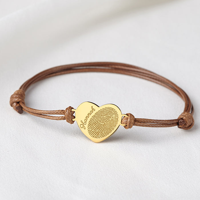 Memorial Bracelet with Fingerprint, and name - Custom Bracelet - Personalized deals Bracelets