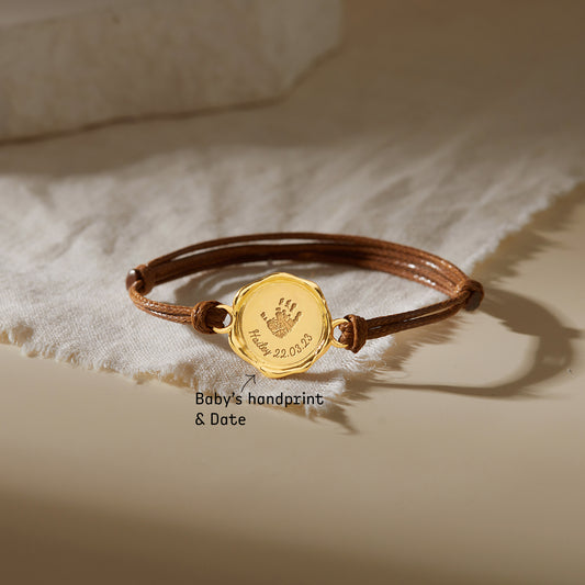 Baby Footprint Leather Bracelet - Wax Seal