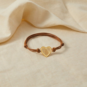 Double Fingerprint Bracelet - Heart Charm