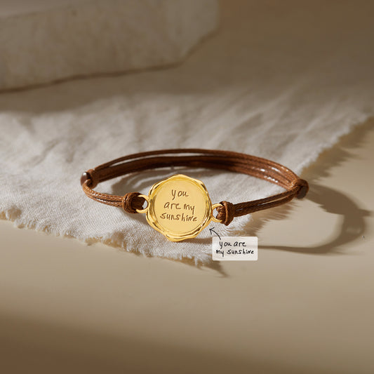 Leather Handwriting Bracelet - Wax Seal