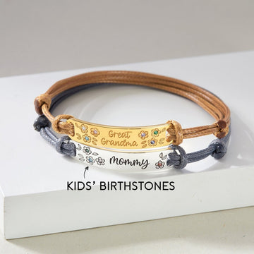 Leather Bracelet With Birthstone