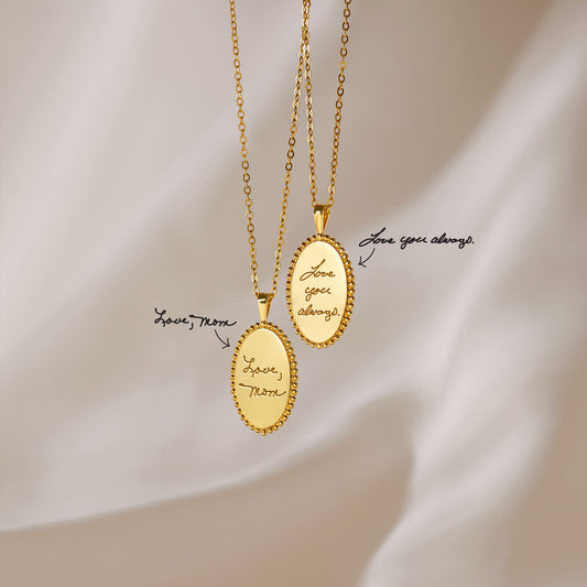 Oval handwriting necklace