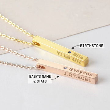 Personalized Bar Necklace For New Mom