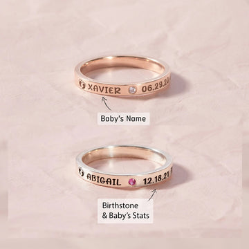 Baby Stats Ring With Birthstone