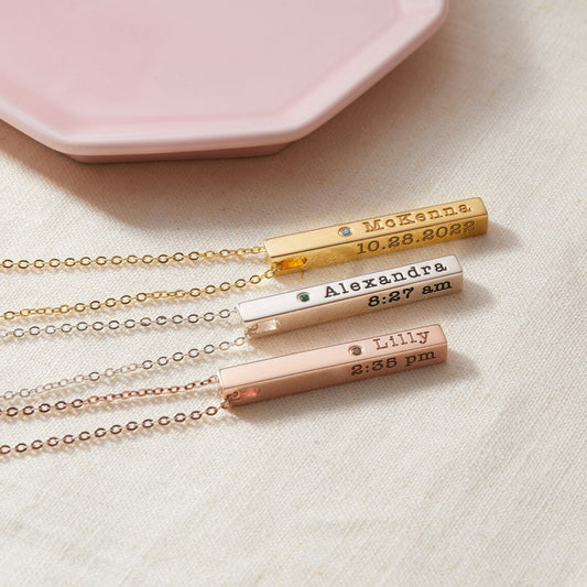 Personalized Bar Necklace For New Mom