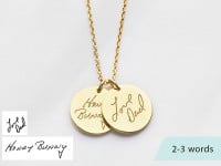 Double Disc Handwritten Engraved Necklace