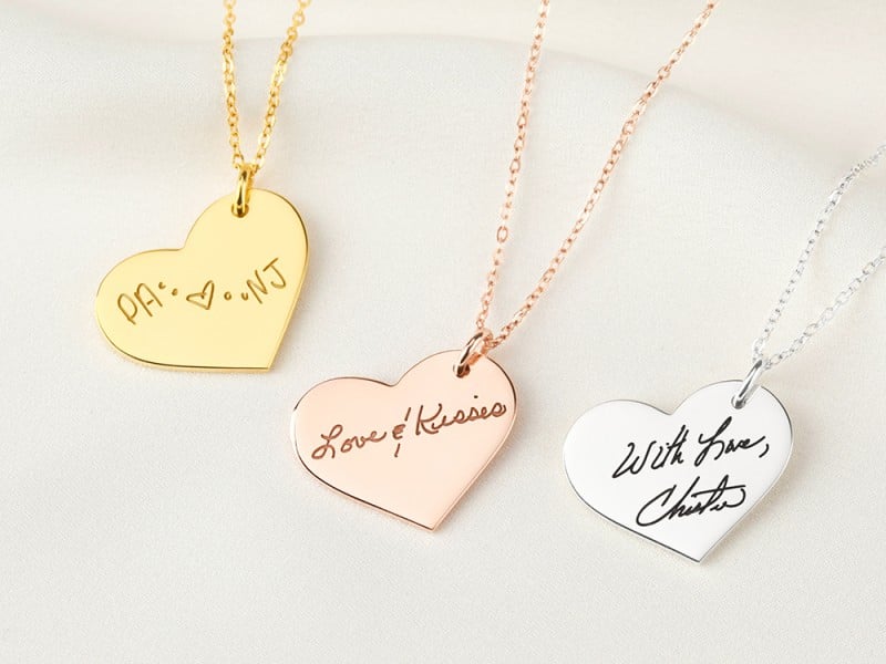 Sideway Heart Handwriting Necklace | Centime Gift