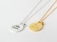 Disc Handwriting Necklace with Birthstone Charm