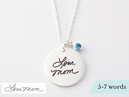 Grandma Gift Your own Handwriting Jewelry Memorial Gift Mother's Day Gift Handwriting Necklace with Birthstone Mother Gift