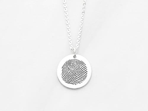 Round Disc Fingerprint Necklace