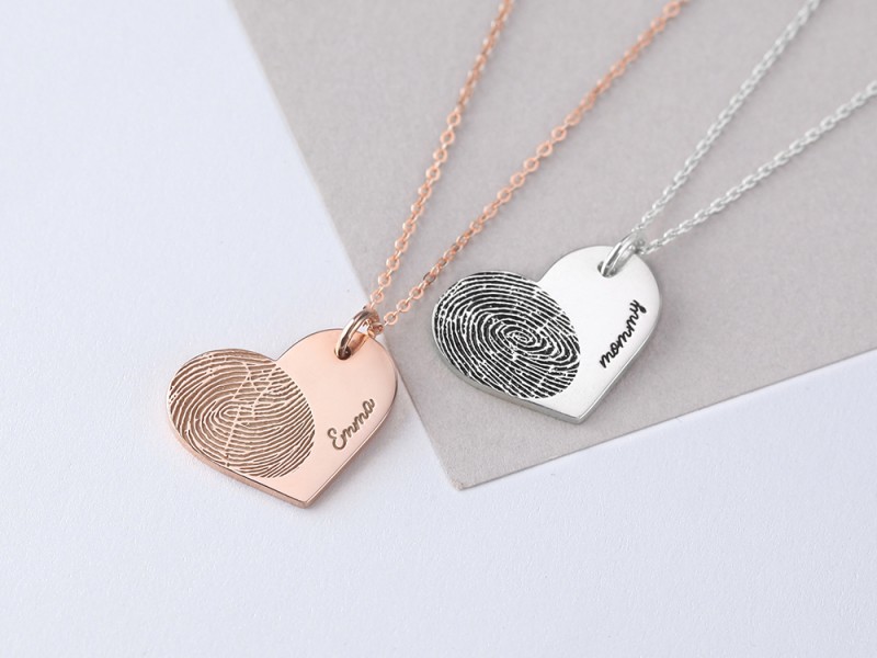 Sideways Heart Fingerprint Necklace | Centime Gift