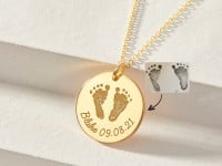 Disc Baby Footprint Necklace