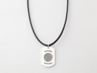 Dog Tag Thumbprint Necklace - Leather Cord