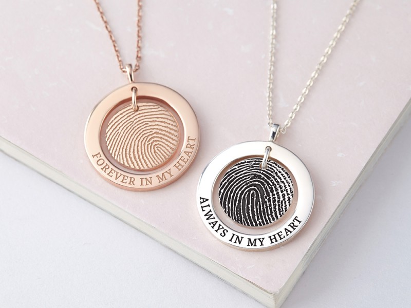 Fingerprint Necklace - Disc and Ring | Centime Gift